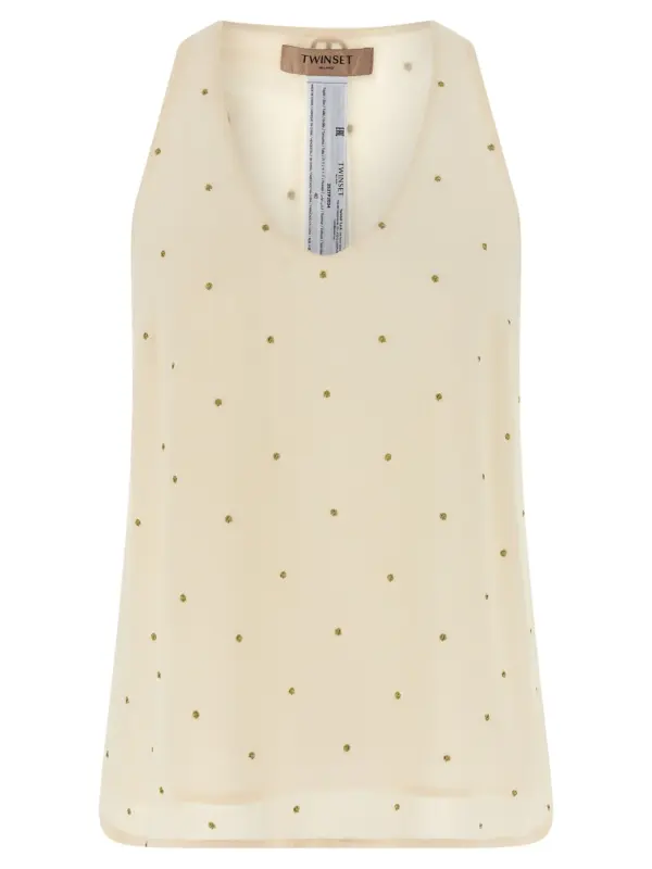 Lurex embroidery tank top TWIN SET Beige