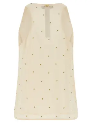 Lurex embroidery tank top 252TP203407222 TWIN SET Beige