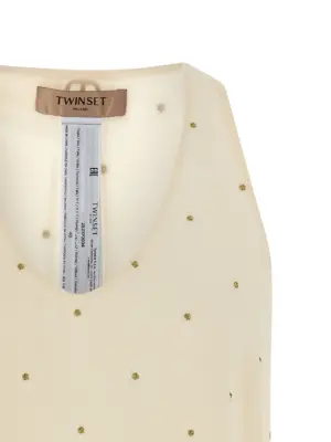 Lurex embroidery tank top Woman TWIN SET Beige