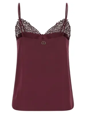 Satin lace top 252TP248105609 TWIN SET Bordeaux