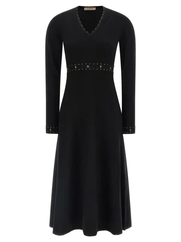 Rhinestone studded dress TWIN SET Black