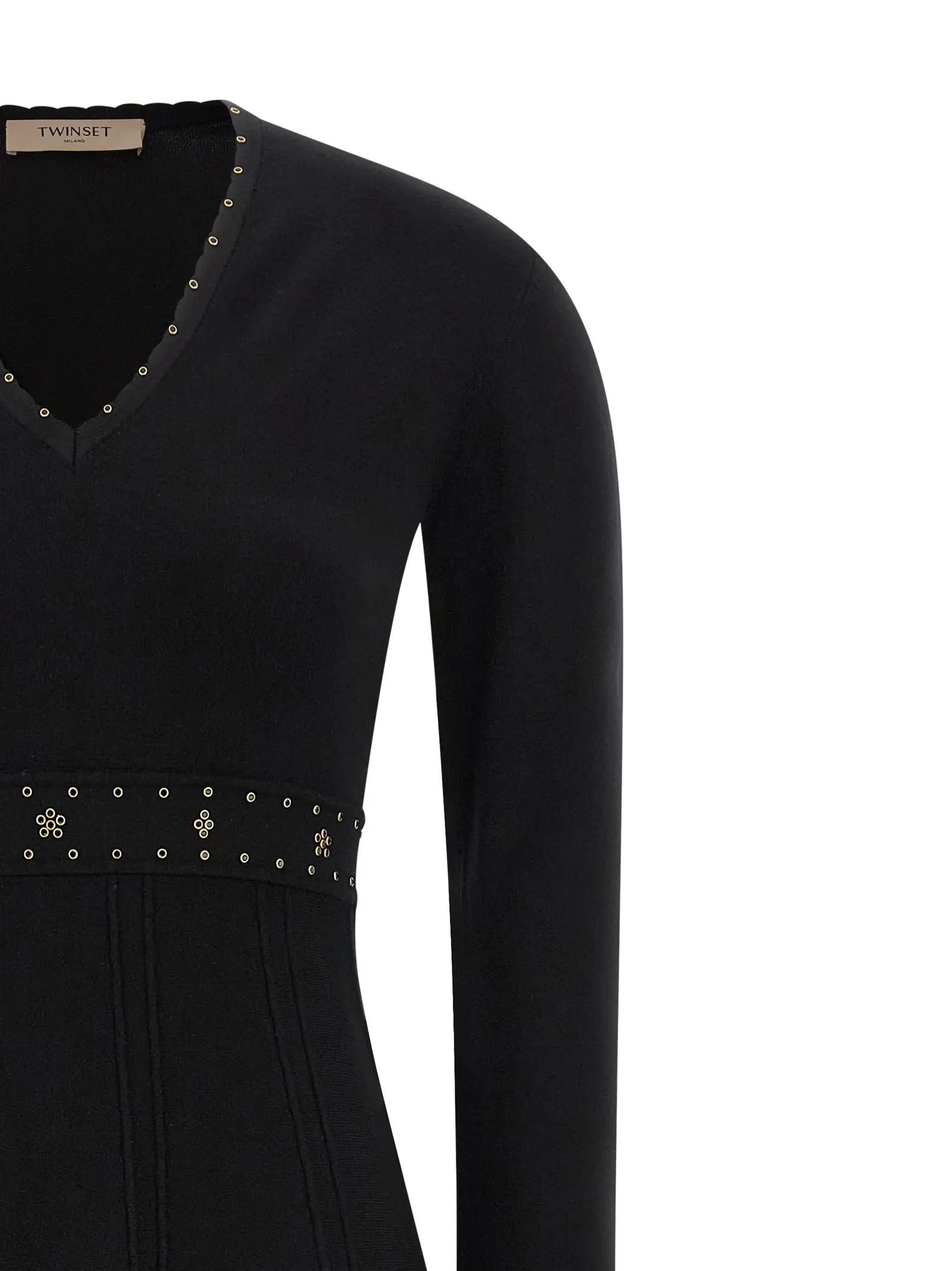 Сукня Twin Set Rhinestone studded Чорна 3 Rhinestone studded dress Woman TWIN SET Black