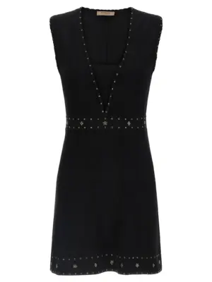 Rhinestone studded dress TWIN SET Black