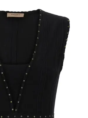 Rhinestone studded dress Woman TWIN SET Black