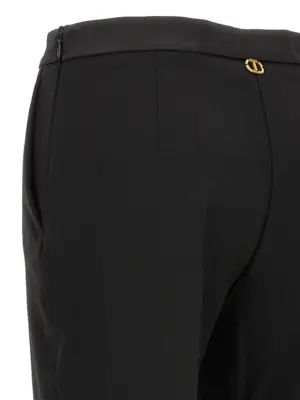 Satin detail trousers 58% polyester 21% wool 17% viscose 4% elastane TWIN SET Black