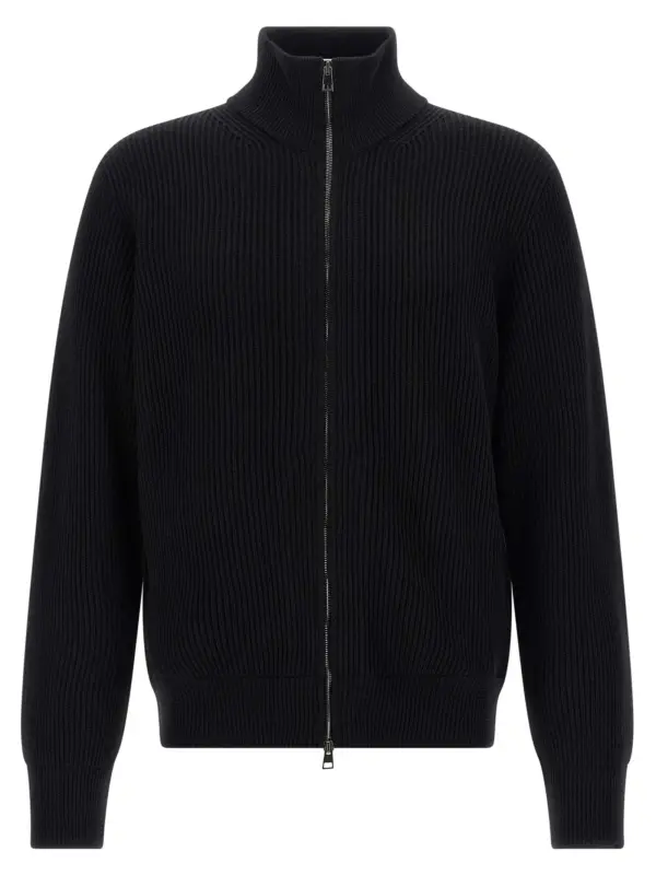 Ribbed cardigan ROBERTO COLLINA Black