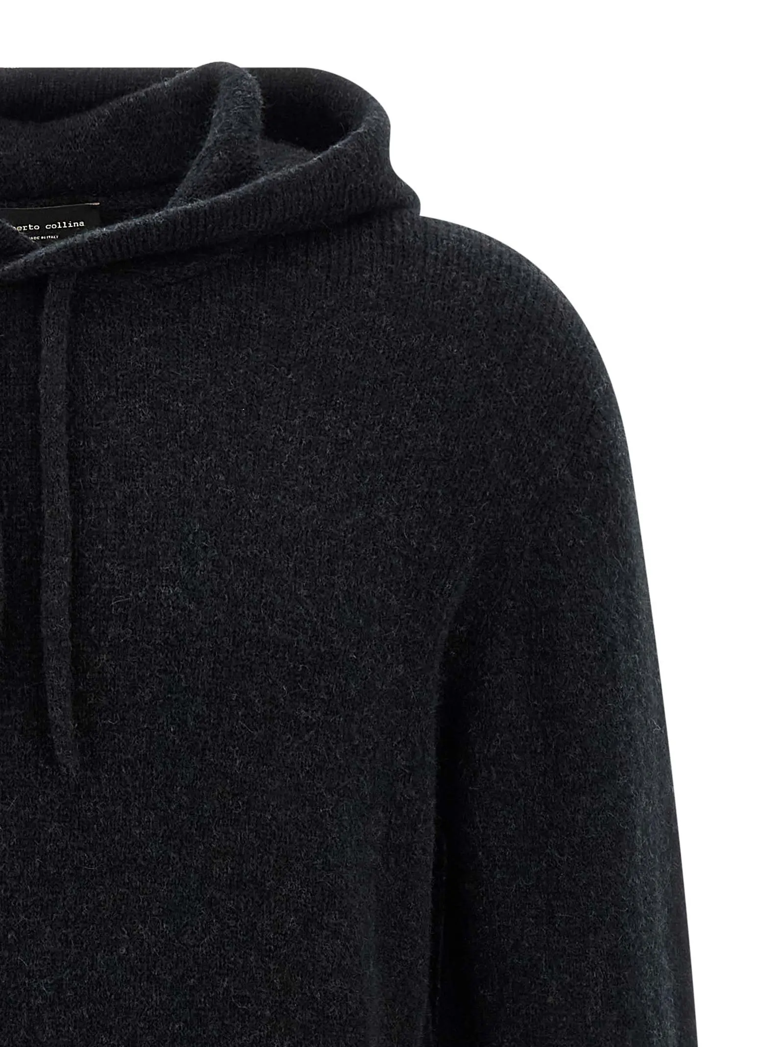 Светр Roberto Collina Hooded Чорний 3 Hooded sweater Man ROBERTO COLLINA Black