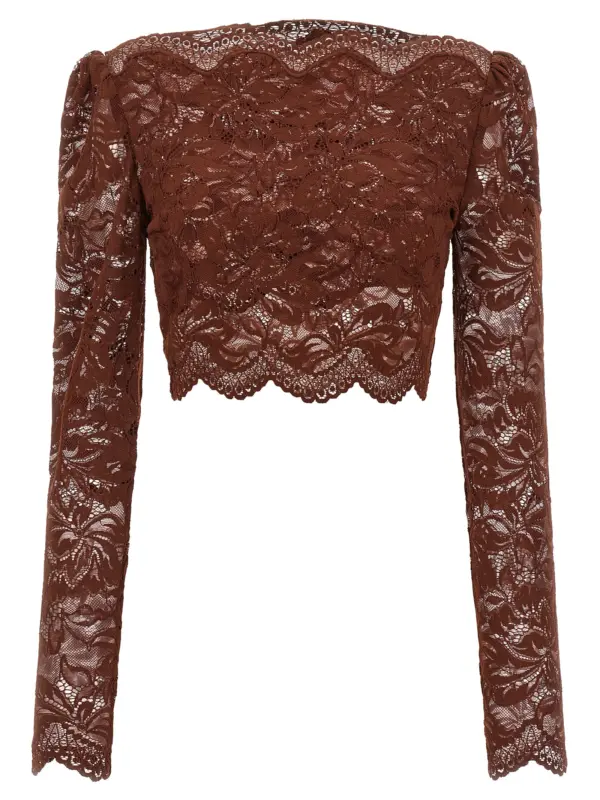 Lace crop top PACO RABANNE Brown