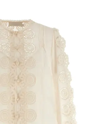 'Lucky' embroidered blouse Woman ZIMMERMANN White