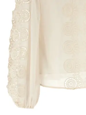 'Lucky' embroidered blouse 100% cotton ZIMMERMANN White