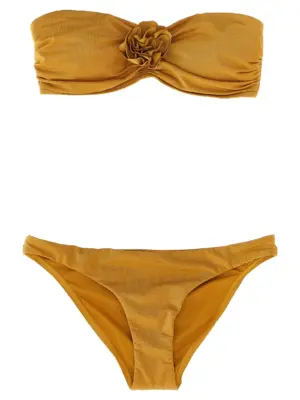 'Lucky Bandeau Flower' bikini ZIMMERMANN Beige