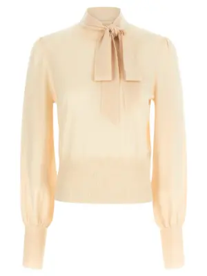 'Pussybow' sweater ZIMMERMANN Beige