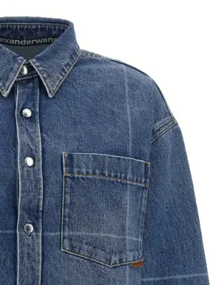 Cropped denim shirt Woman DENIM X ALEXANDER WANG Blue
