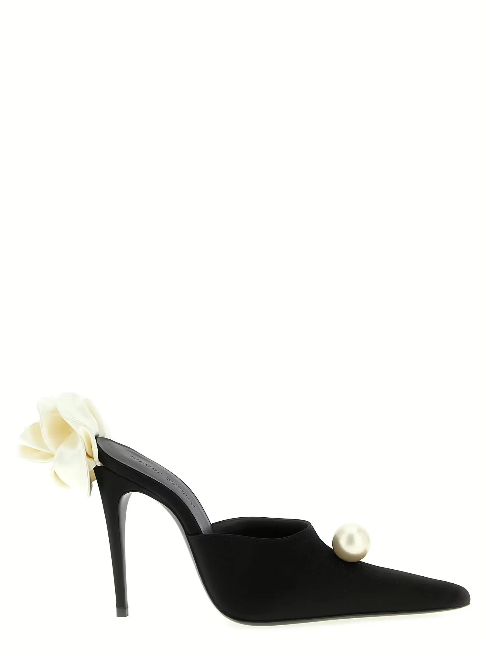Мюлі атласні Magda Butrym Чорні 1 Satin mules MAGDA BUTRYM Black
