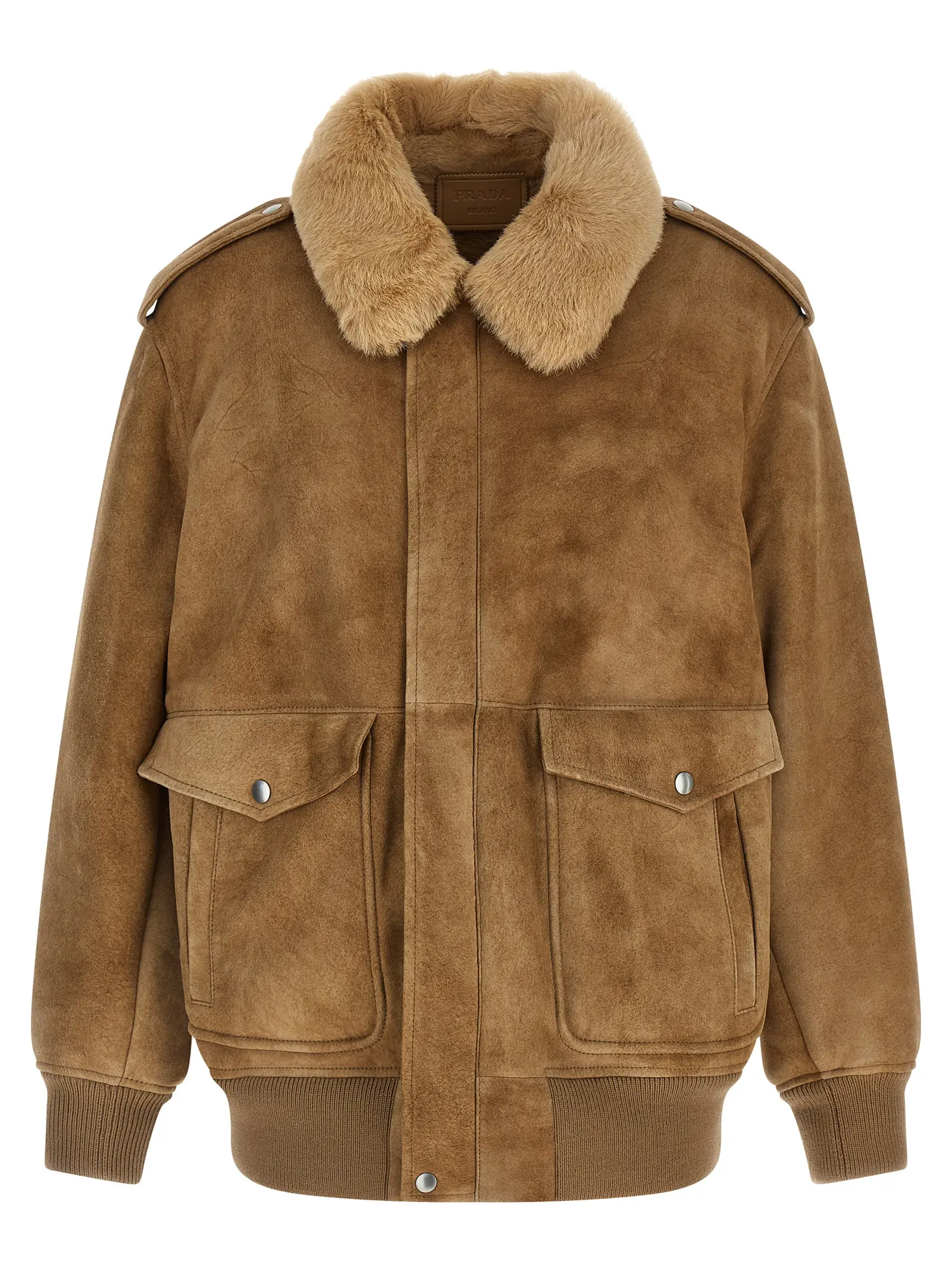 Бомбер із овчини Sheepskin Prada Бежевий 1 Sheepskin bomber jacket PRADA Beige
