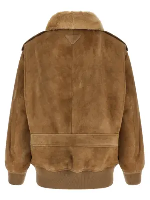 Sheepskin bomber jacket 58A237SOOO172LF0065 PRADA Beige