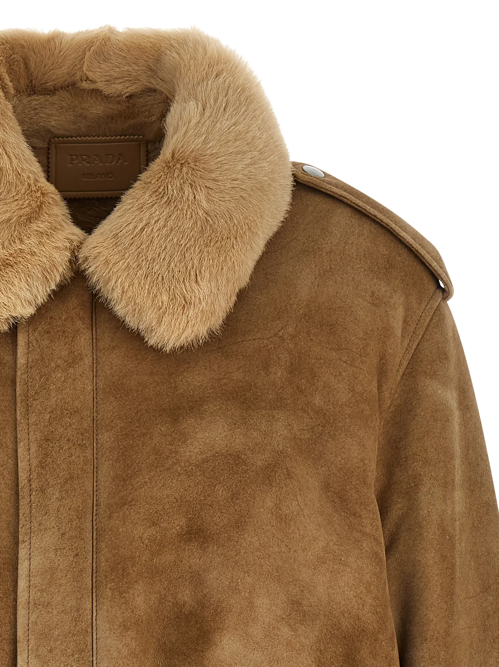 Бомбер із овчини Sheepskin Prada Бежевий 3 Sheepskin bomber jacket Woman PRADA Beige