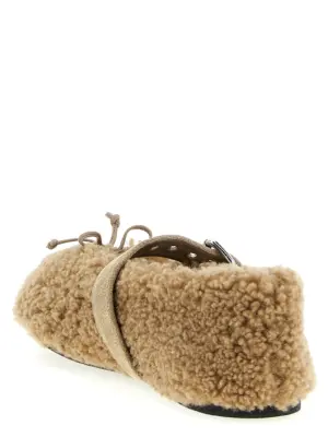 Sheepskin ballet flats Woman MIU MIU Beige
