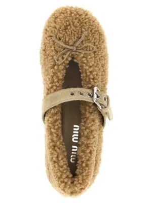 Sheepskin ballet flats 100% Ovis Aries MIU MIU Beige