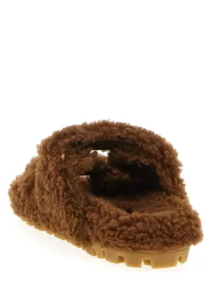 Shearling sandals Woman MIU MIU Brown