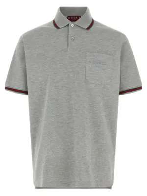 'Nastro Web' polo shirt GUCCI Gray