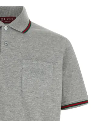 'Nastro Web' polo shirt Man GUCCI Gray