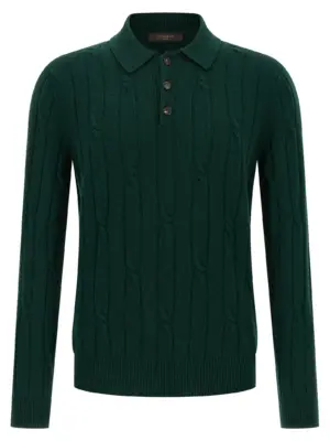 Braided wool polo shirt ZANONE Green