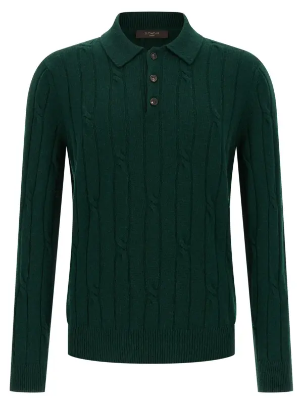 Braided wool polo shirt ZANONE Green