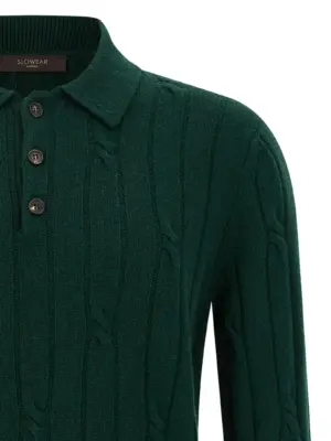 Braided wool polo shirt Man ZANONE Green