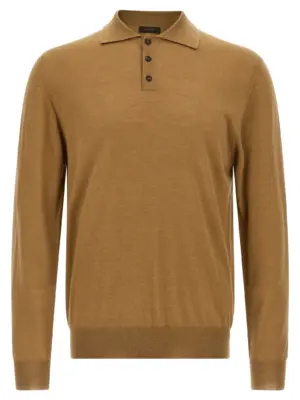 Virgin wool polo shirt ZANONE Beige
