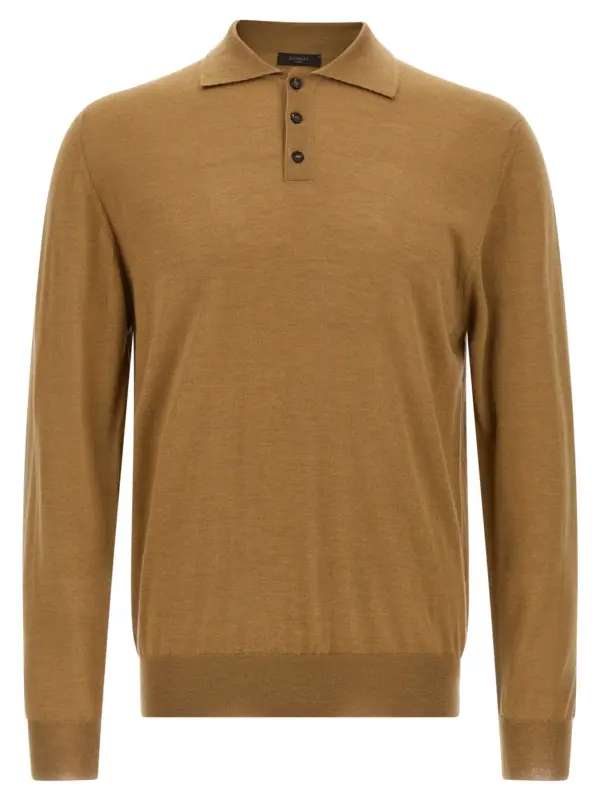 Virgin wool polo shirt ZANONE Beige