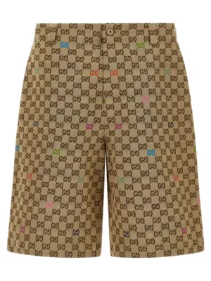 Multicolor fil coupé bermuda shorts GUCCI Beige