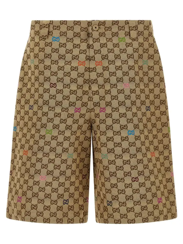 Multicolor fil coupé bermuda shorts GUCCI Beige