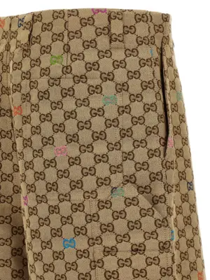 Multicolor fil coupé bermuda shorts 100% cotton GUCCI Beige