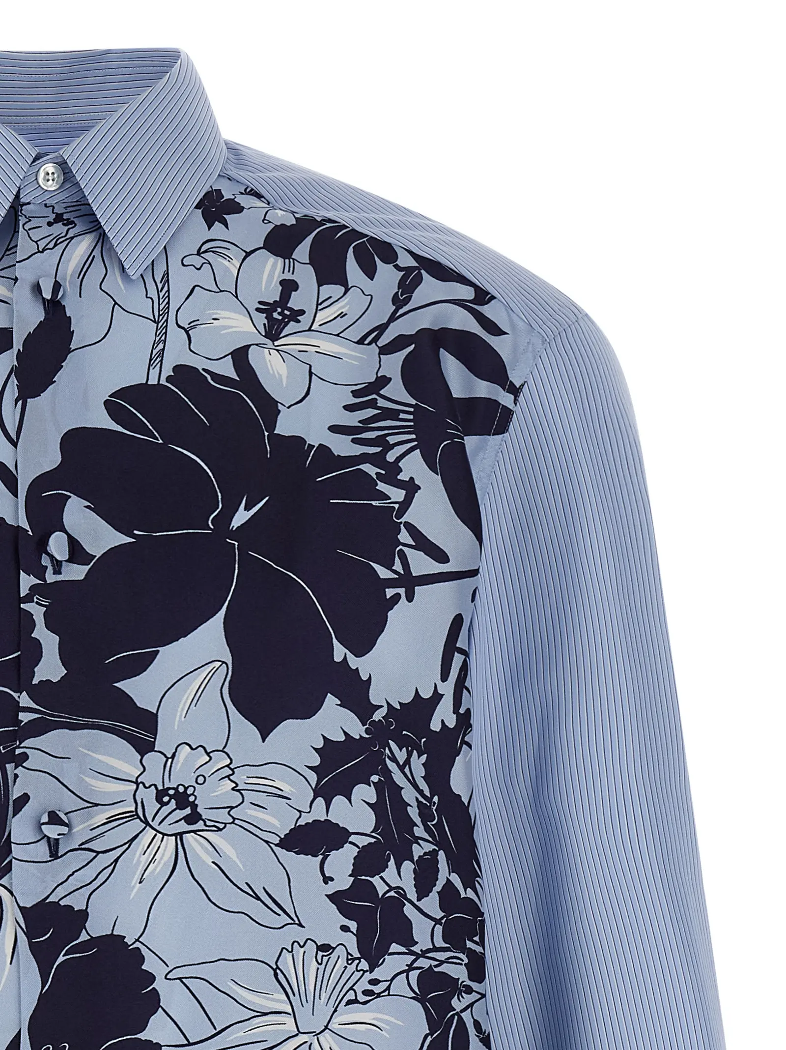 Сорочка шовкова Gucci Floral Блакитна 3 Floral silk shirt Man GUCCI Light Blue