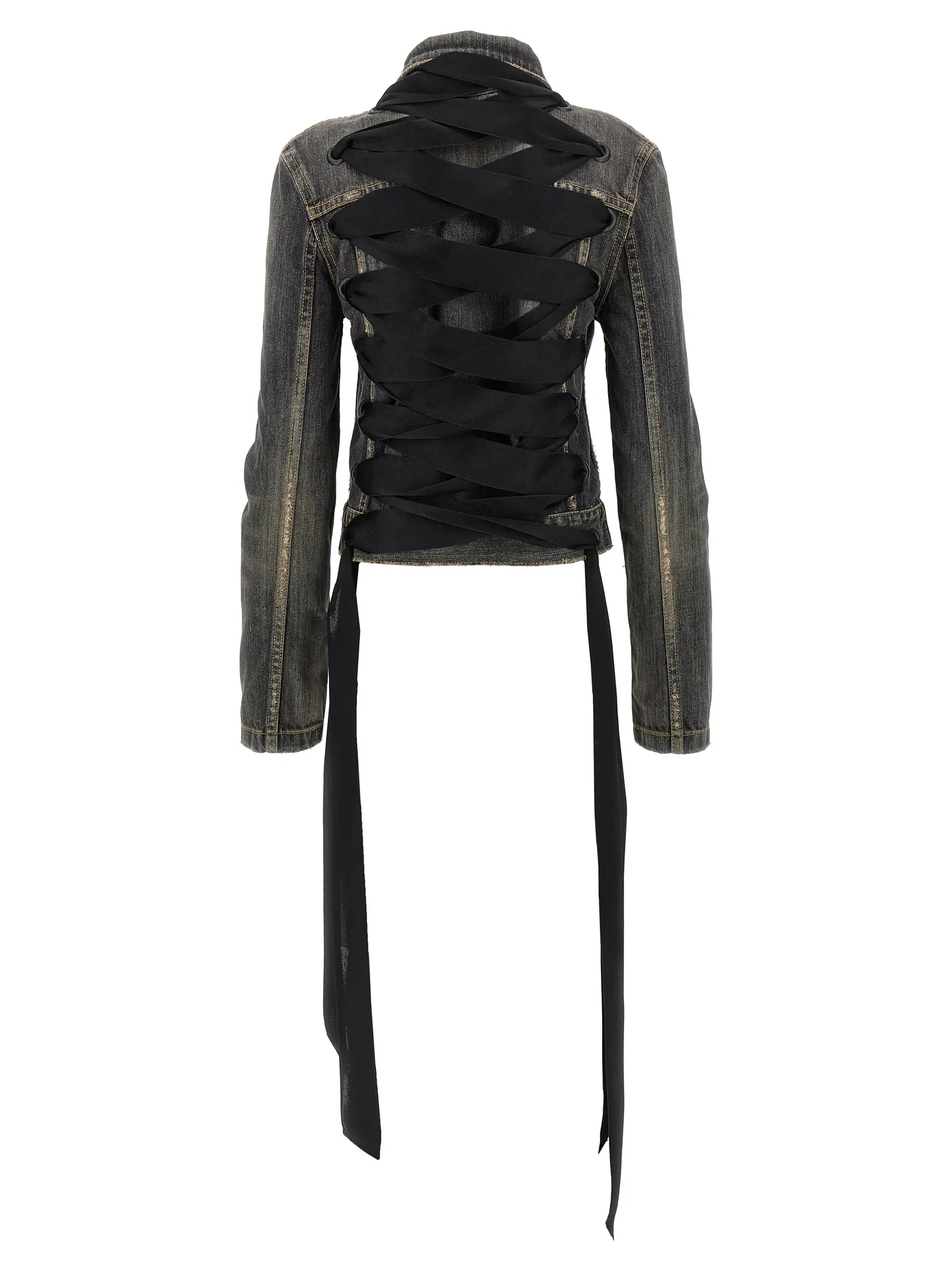 Куртка джинсова Balenciaga Lace Up Сіра 2 'Lace Up' denim jacket 831697TSW671441 BALENCIAGA Gray