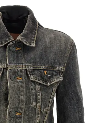 'Lace Up' denim jacket Woman BALENCIAGA Gray