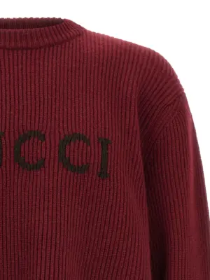 Gucci intarsia sweater Man GUCCI Bordeaux