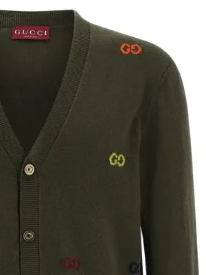 GG intarsia cardigan Man GUCCI Green