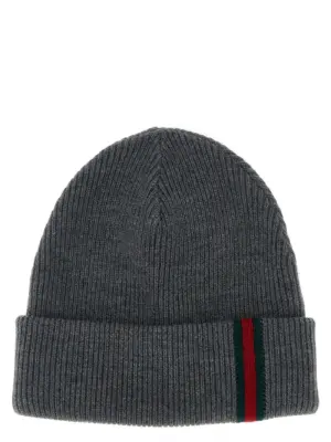 Web detail beanie GUCCI Gray