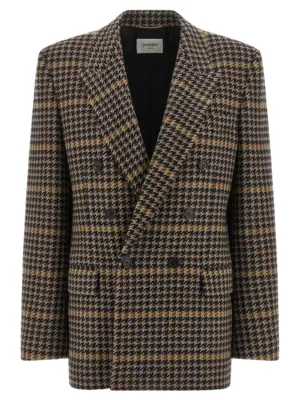 Double-breasted houndstooth blazer SAINT LAURENT Multicolor