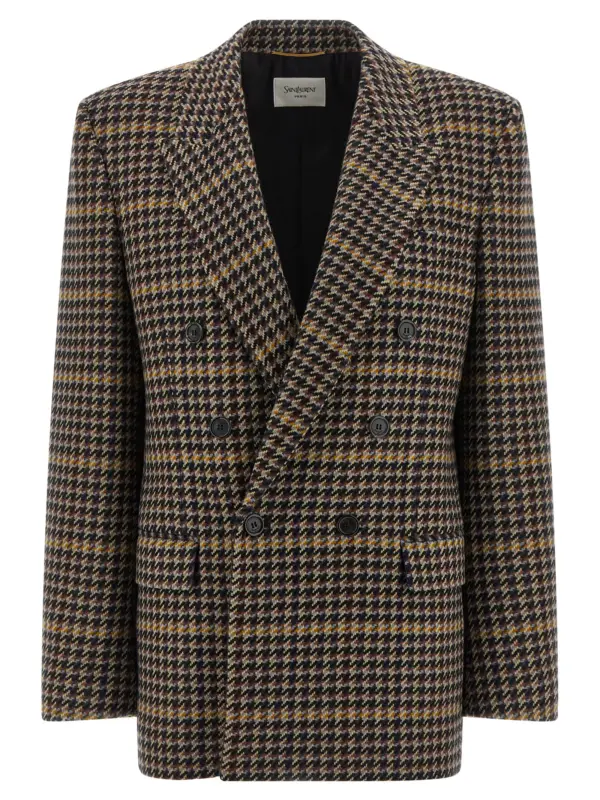 Double-breasted houndstooth blazer SAINT LAURENT Multicolor