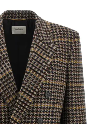 Double-breasted houndstooth blazer Woman SAINT LAURENT Multicolor