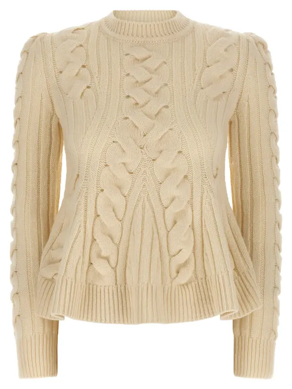 'Peplum Cable' sweater MCQUEEN Beige