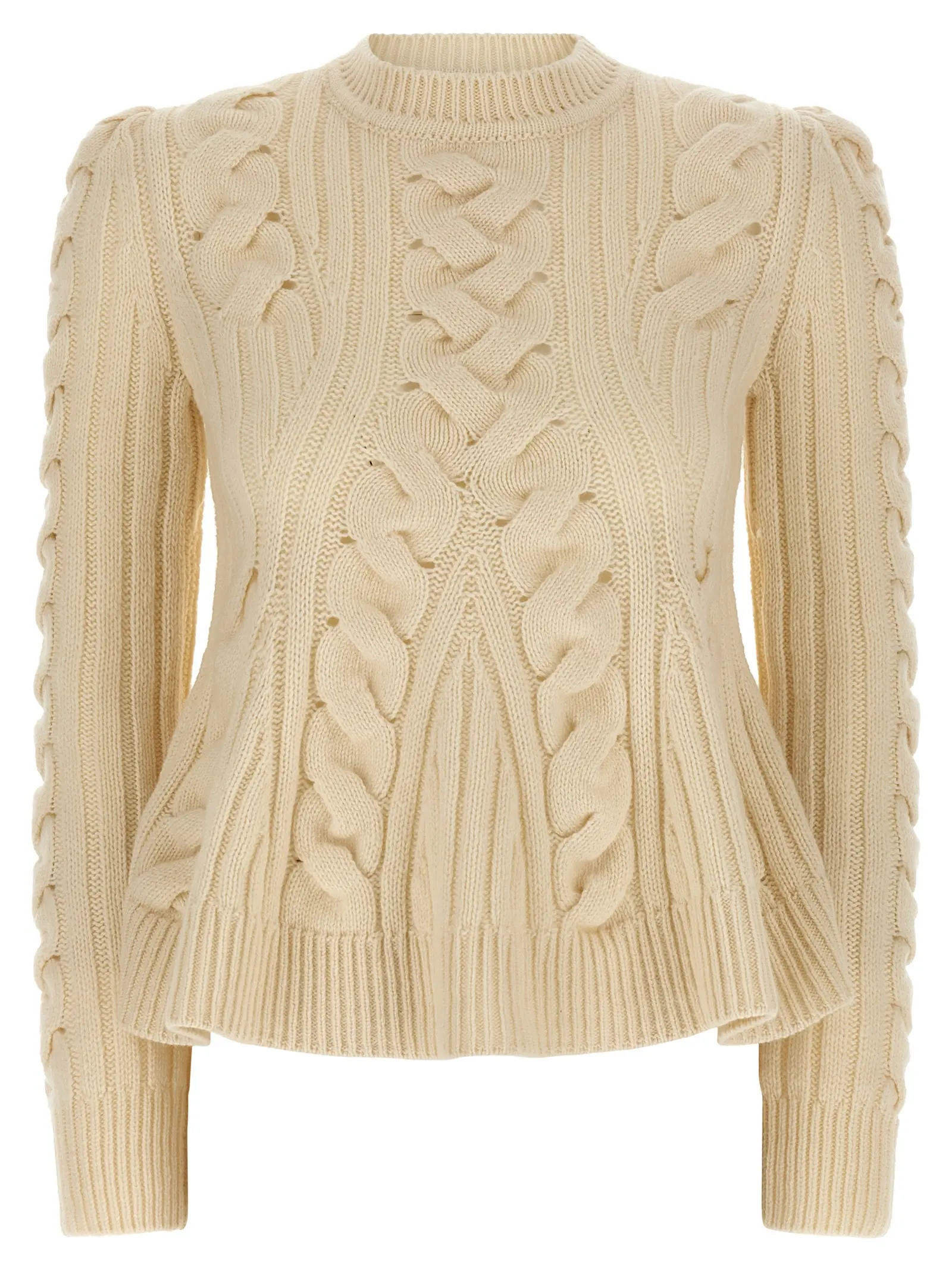 Светр Peplum Cable Mcqueen Бежевий 1 'Peplum Cable' sweater MCQUEEN Beige