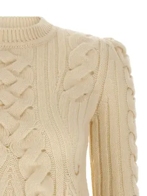'Peplum Cable' sweater Woman MCQUEEN Beige