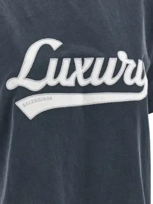 Embroidery t-shirt 100% cotton BALENCIAGA Blue