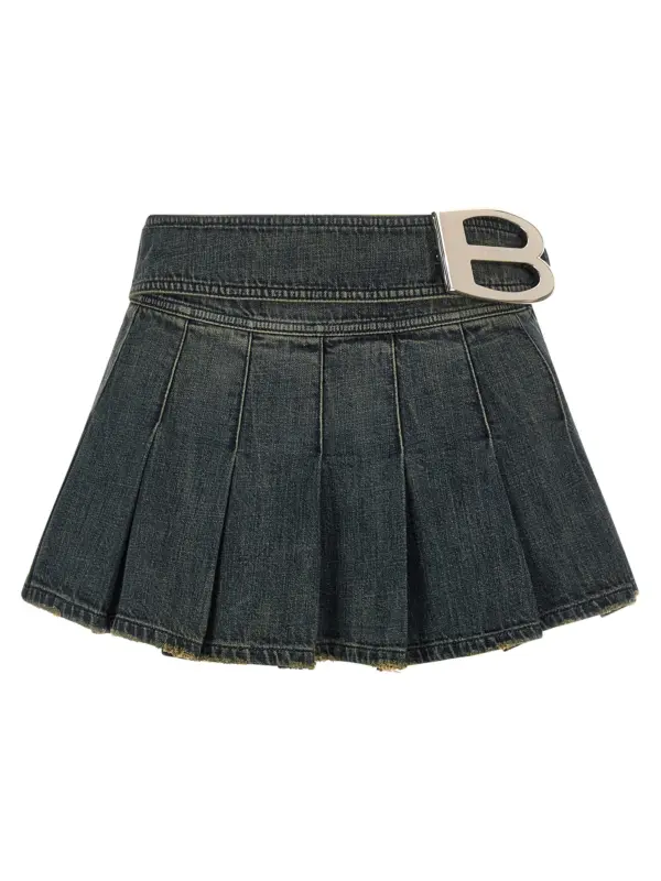 'Buckle Pleated' skirt BALENCIAGA Blue