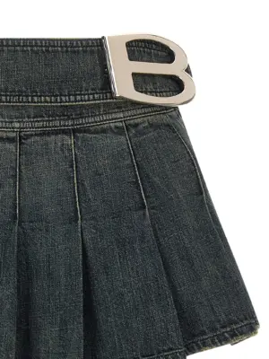 'Buckle Pleated' skirt Woman BALENCIAGA Blue