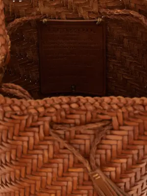 'Pompom Double Jump' bucket bag 100% buffalo leather DRAGON DIFFUSION Brown